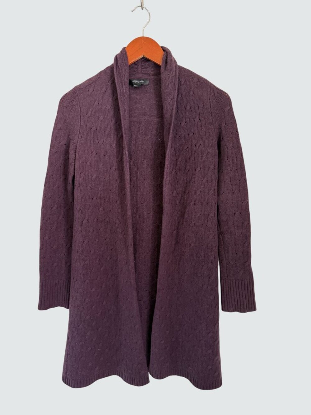 Christopher Fischer Womens Purple 100% Cashmere Open Front Cardigan Sweater